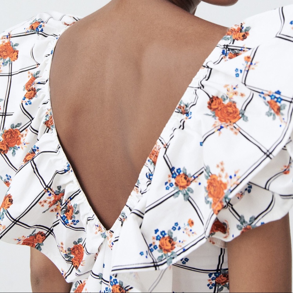 NWT ZARA FLORAL PRINT DRESS WITH RUFFLES DETAIL - Picture 3 of 7